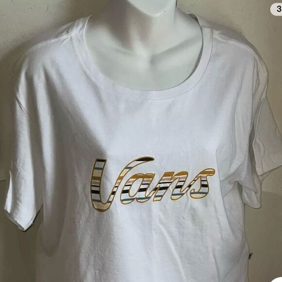 VANS Scripts Stripe Crop T Shirt NWT Size Small - Picture 3 of 7